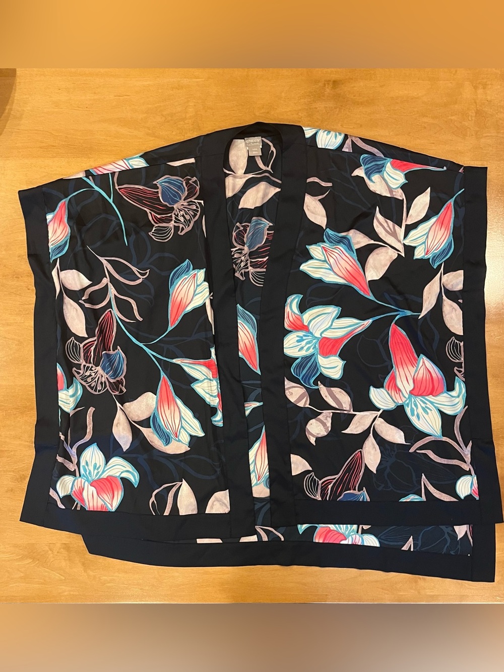 Chico's Travelers floral open-front kimono top